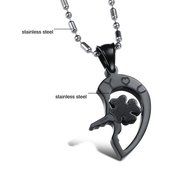 Morenitor[TM]Couple Necklace set Stainless Steel Silver Black Heart Shape Key Matching Set Necklace for Women's... N10