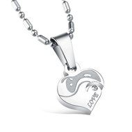 Morenitor[TM]Couple Necklace set Stainless Steel Silver Black Heart Shape Key Matching Set Necklace for Women's... N13