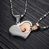 Morenitor[TM]Couple Necklace set Stainless Steel Silver Black Heart Shape Key Matching Set Necklace for Women's... N16
