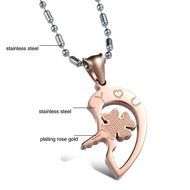 Morenitor[TM]Couple Necklace set Stainless Steel Silver Black Heart Shape Key Matching Set Necklace for Women's... N17