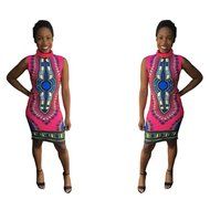 Women Dress,Haoricu Women Sexy Sleeveless Fashion African Print Casual Print Dress N4