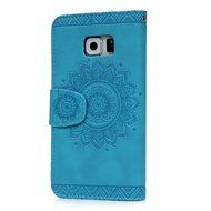S6 Edge Case,Samsung Galaxy S6 Edge Case - Wallet Embossed Totem Flower Premuim PU Leather Snug Fit Soft TPU Inner... N12