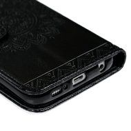 S6 Edge Case,Samsung Galaxy S6 Edge Case - Wallet Embossed Totem Flower Premuim PU Leather Snug Fit Soft TPU Inner... N14