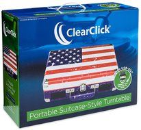 ClearClick Portable 3-Speed Vintage Suitcase/Briefcase Turntable (USA Flag Design) - Vinyl Record Player with...
