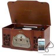 Electrohome Wellington Record Player Retro Vinyl Turntable Real Wood Stereo System, AM/FM Radio, CD, USB for MP3...