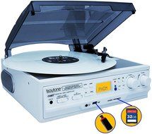 Boytone BT-37WT-C White Color Limited Edition 3-Speed Stereo Turntable, 2 Built-In Speakers, LCD Display, AM/FM...