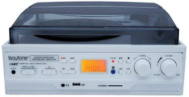 Boytone BT-37WT-C White Color Limited Edition 3-Speed Stereo Turntable, 2 Built-In Speakers, LCD Display, AM/FM... N2