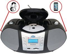 Boytone BT-6B CD Boombox Black Edition Portable Music System with CD Player &amp; USB/SD/MMC Slot, Digital FM Radio...