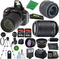 Nikon D5300 International Version - No Warranty, 18-55mm f/3.5-5.6 DX VR, Nikon 55-200mm f4-5.6G VR Nikkor, 2pcs...
