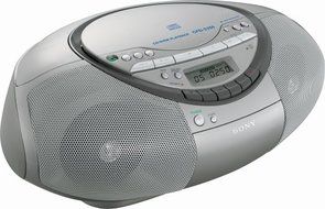 Sony CFDS350 Portable CD Radio Cassette Recorder Boombox Speaker System (Silver) N2