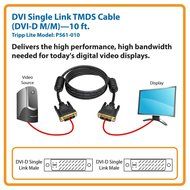 Tripp Lite DVI Single Link Cable, Digital TMDS Monitor Cable (DVI-D M/M) 10-ft.(P561-010) N2