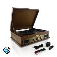 Retro Vintage Classic Style Bluetooth Turntable Vinyl Record Player with Recording Ability, AM/FM Radio (Certified...