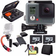 GoPro HERO+ LCD + Steadicam Curve for GoPro HERO Action Cameras (Red) + 64GB Memory Card + Case for GoPro HERO4...