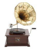 Benzara Wood Metal Gramophone Decor with Musical Blend