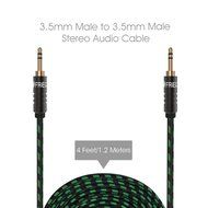 FRiEQ 3.5mm Male To Male Car and Home Stereo Cloth Jacketed Tangle-Free Auxiliary Audio Cable (4 Feet/1.2M) Fits... N3