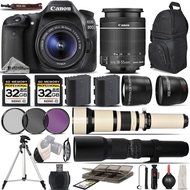 Canon EOS 80D Digital SLR Camera + Canon 18-55mm IS STM Lens + 650-1300mm Zoom Lens + 500mm Telephoto Lens + 0.43X...