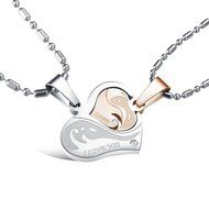 Morenitor[TM]Couple Necklace set Stainless Steel Silver Black Heart Shape Key Matching Set Necklace for Women's... N20