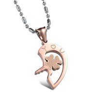 Morenitor[TM]Couple Necklace set Stainless Steel Silver Black Heart Shape Key Matching Set Necklace for Women's... N21