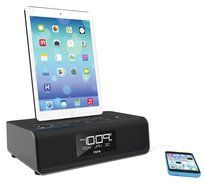 iHome iDL43W Dual Charging Stereo FM Clock Radio with Lightning Dock and USB Charge/Play - White N2