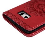 S6 Edge Case,Samsung Galaxy S6 Edge Case - Wallet Embossed Totem Flower Premuim PU Leather Snug Fit Soft TPU Inner... N17