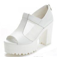 Spritech(TM) Women Girl Summer Net Yarn Stripe PU Leather Open Toe Platform Peep Toe Bootie Flat Shoes Black 39 N39