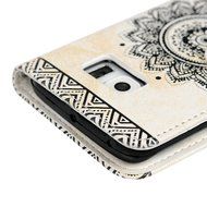 S6 Edge Case,Samsung Galaxy S6 Edge Case - Wallet Embossed Totem Flower Premuim PU Leather Snug Fit Soft TPU Inner... N21