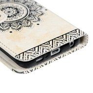 S6 Edge Case,Samsung Galaxy S6 Edge Case - Wallet Embossed Totem Flower Premuim PU Leather Snug Fit Soft TPU Inner... N22