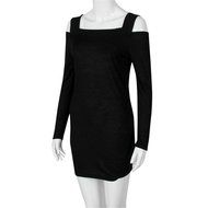 Women Dress,Haoricu Fall Women Crew Neck Long Sleeve Off Shoulder Knit Knitwear Short Mini Dress N2