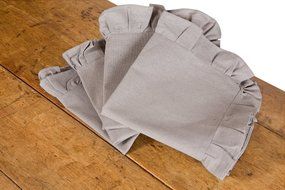 Xia Home Fashions Ruffle Trim Solid Napkin, 20 by 20-Inch, Taupe, Set of 4