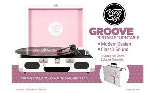 Vinyl Styl Groove Portable 3 Speed Turntable (Cherry Blossom) N2