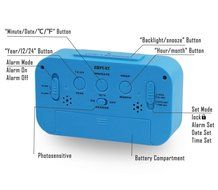 Fieans Solid Color Streamlined Snoozing Alarm Temperature Smart Night Light Activated LCD Digital Display Clock...