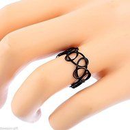 1Set Retro Stretch Tattoo Choker Necklace Bracelet Ring Black Elastic Boho