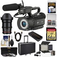 JVC GY-LS300CHU Ultra 4K HD 4KCAM Super 35 Pro Camcorder &amp; Mic Top Handle Audio Unit with Rokinon 35mm T/1.5 DS... N2
