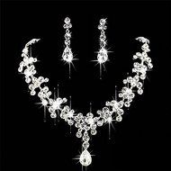 LING'S SHOP Charm Wedding Bridal Rhinestone Crystal Pendant Necklace Earring Plated Jewelry Set (Silver) N2