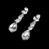 LING'S SHOP Charm Wedding Bridal Rhinestone Crystal Pendant Necklace Earring Plated Jewelry Set (Silver) N3