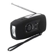 Tsonmall Solar Hand Crank Self Powered Emergency FM Radio WIth 1 LED Flashlight Black