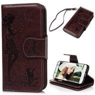 Badalink Galaxy S7 Edge Wallet Case 9 Card Slots Plastic Mirror Hand Strap Stand Feature Embossed PU Leather Flip... N3