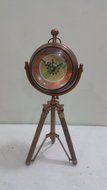 NAUTICAL MARITIME ~ COPPER FINISH CLOCK WITH TRIPOD DESKTOP ~ TABLE CLOCK DECOR