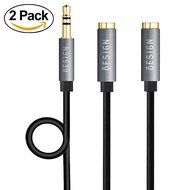Besign 2-Pack 3.5mm Female to 2 Male Headphone Mic Audio Y Splitter Cable with Separate Headphone / Microphone... N14