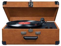 Crosley CR49-TA Traveler Turntable with Stereo Speakers and Adjustable Tone Control, Tan N7