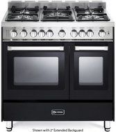 36&quot; - Gas Double Oven Range - 2 Convection Ovens, Stainless Steel Finish: Matte Black