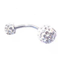 Dedegui Silver Bar Crystal Gems Bling 14g Belly Button Navel Ring Body Piercing Jewelry (Blue and Clear)