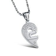 Morenitor[TM]Couple Necklace set Stainless Steel Silver Black Heart Shape Key Matching Set Necklace for Women&#039;s... N24