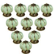 KINGSO 10pcs Pumpkin Ceramic Door Knobs Drawer Pull Handle Cabinet Cupboard Wardrobe N5