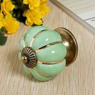 KINGSO 10pcs Pumpkin Ceramic Door Knobs Drawer Pull Handle Cabinet Cupboard Wardrobe N6