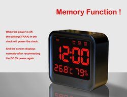 BonyTek Multifunctional Mute Digital Clock Thermometer Hygrometer with 3 Set Alarm Clocks, Brightness Auto-adjustable... N4