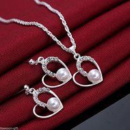 GIFT Jewelry Simple Rhinestone Bridal Crystal Necklace Earrings Set Jewelry N2