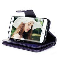 Badalink Galaxy S7 Edge Wallet Case 9 Card Slots Plastic Mirror Hand Strap Stand Feature Embossed PU Leather Flip... N12