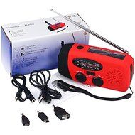Sminiker Solar Self Powered Portable Hand Crank Emergency Radios, AM/FM/NOAA Weather, Emergency Flashlight (Red) N6