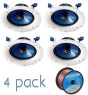 Yamaha Custom Easy-to-install In-Ceiling 2-Way 140 watts Moisture Resistant Speaker Set of 4 with a 8" PP Mica... N9